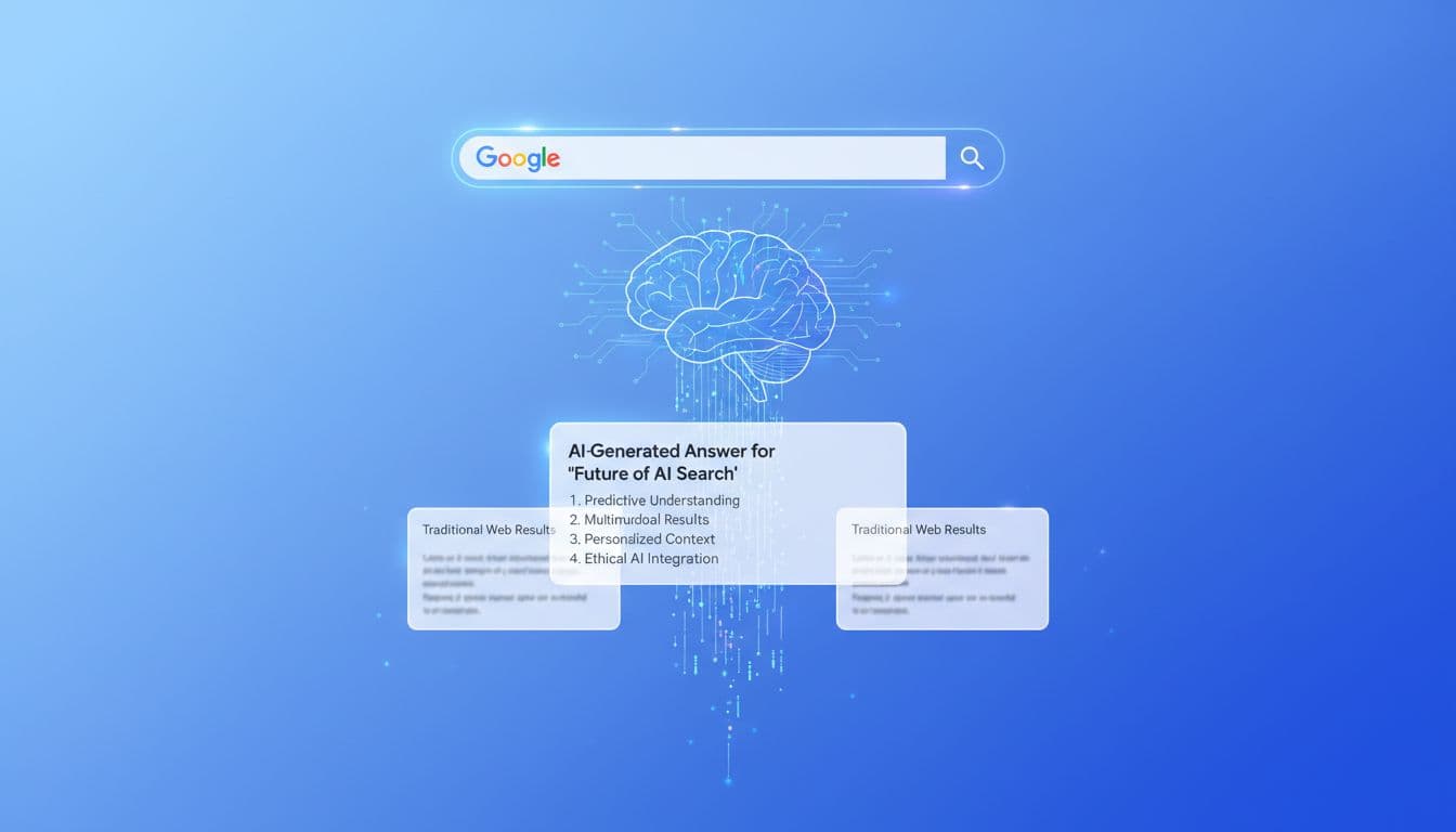 Illustration showing Google AI Overview optimization strategies: structured data implementation, E-E-A-T signals, citation formatting, and hierarchical content structure for better AI extraction and visibility